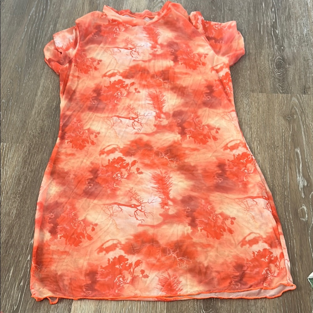 Vibrant Orange Tie-Dye Dress